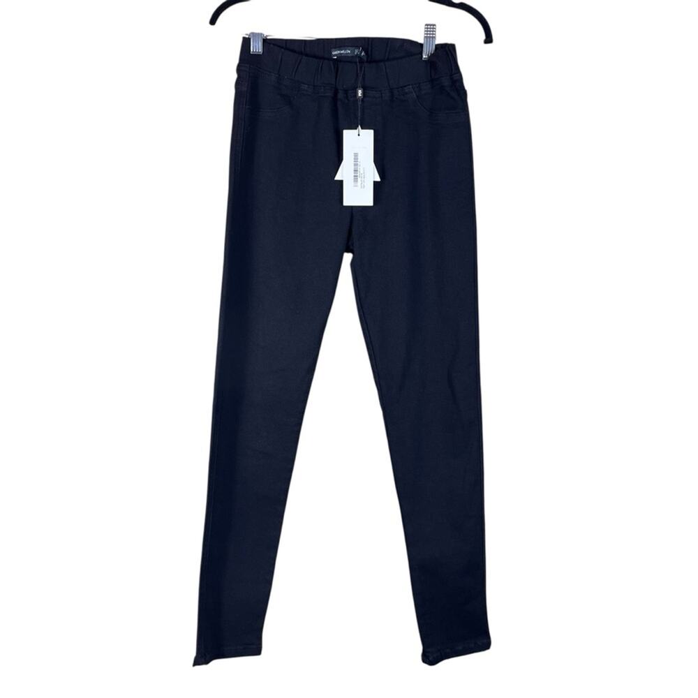 Karen Millen NWT Organic Skinny Pants Jegging Black Cotton Mid Rise Quiet Luxury - Picture 2 of 6